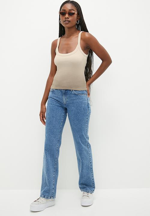 Riri Scoop neck tank - latte brown dip dye