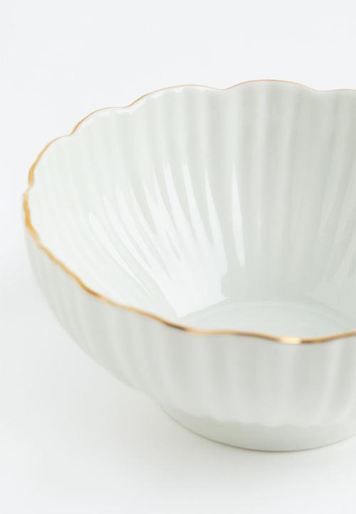 H&M - Porcelain serving bowl - white & gold coloured