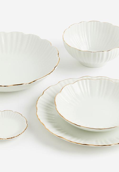 H&M - Porcelain serving bowl - white & gold coloured