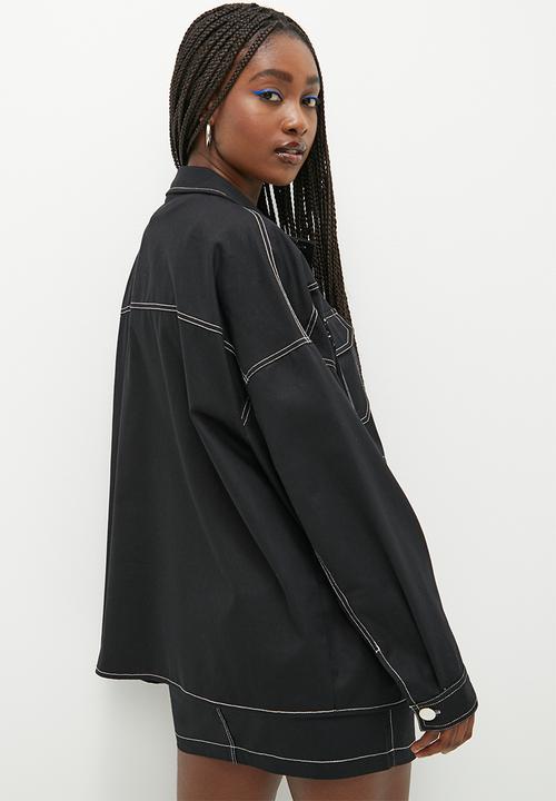 Blake - Co-ord shacket with contrast top stitching - black