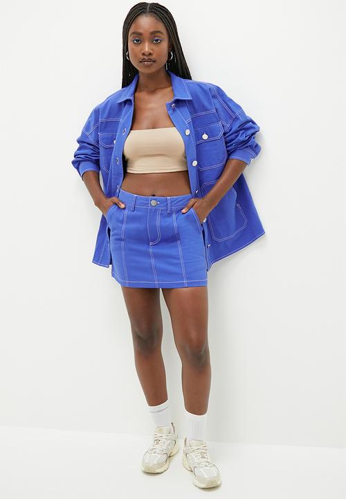 Blake - Co-ord mini with contrast stitching - cobalt