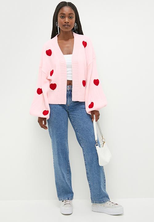 Glamorous - I heart you cardigan - pink red