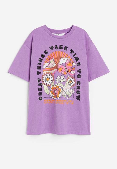 H&M - Oversized cotton T-shirt - purple 