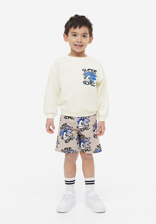 H&M - 2-Piece printed sweatshirt set - cream sonic the hedgehog