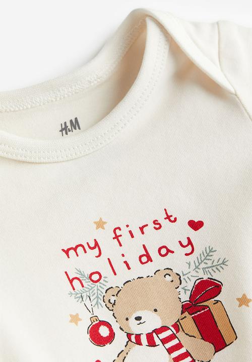 H&M - 2-Piece cotton jersey set - red my first holiday