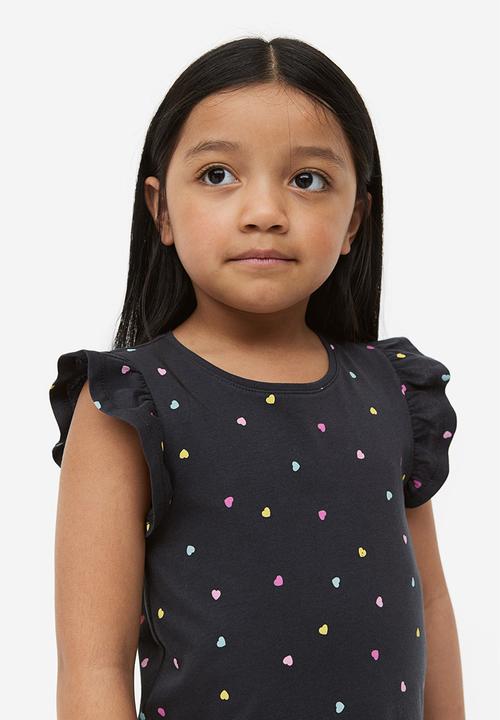 H&M - Jersey top - dark grey hearts