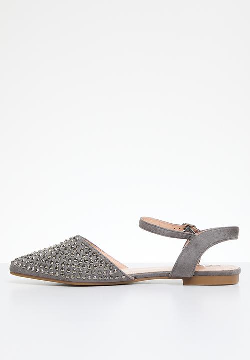 Plum - Embellished sling-back pump - black