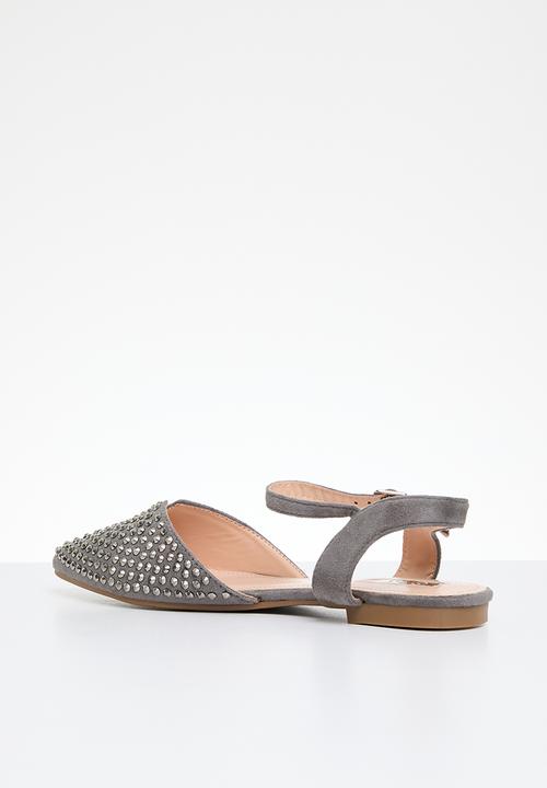 Plum - Embellished sling-back pump - black