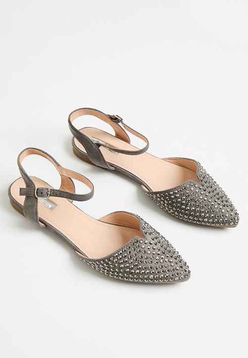 Plum - Embellished sling-back pump - black