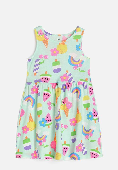 H&M - Patterned cotton dress - light green ice cream