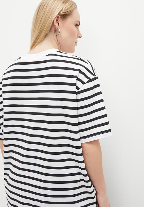 Blake - Striped Oversize Tee - Black & White