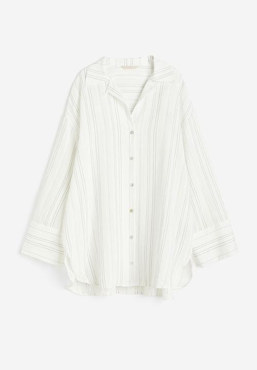H&M - Jacquard-weave shirt - white striped