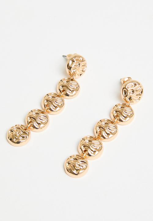 Tessa Design - Emma hammered disks and pearls 2pk earrings - gold