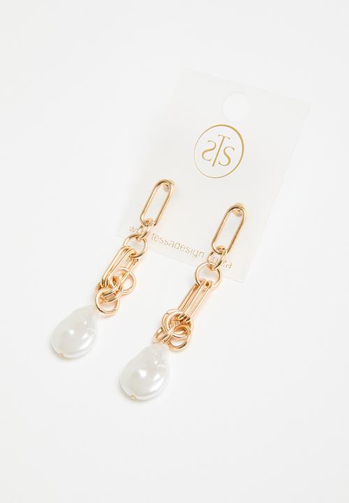 Tessa Design - Ella links and pearl earring - gold