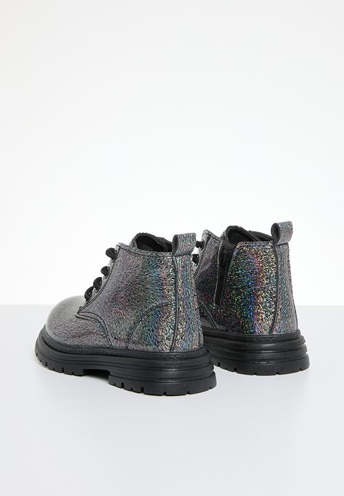 Pop Candy - Patent lace up boots - black