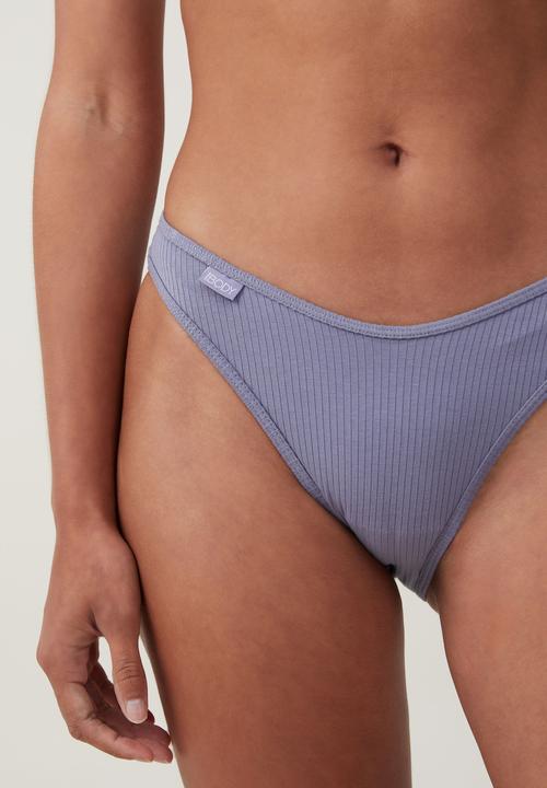 Cotton On - Organic Cotton Rib Bikini Brief - Blue Granite