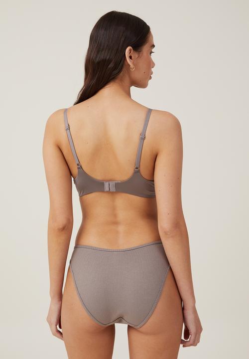 Cotton On - Organic Cotton Rib Bikini Brief - Desert Grey