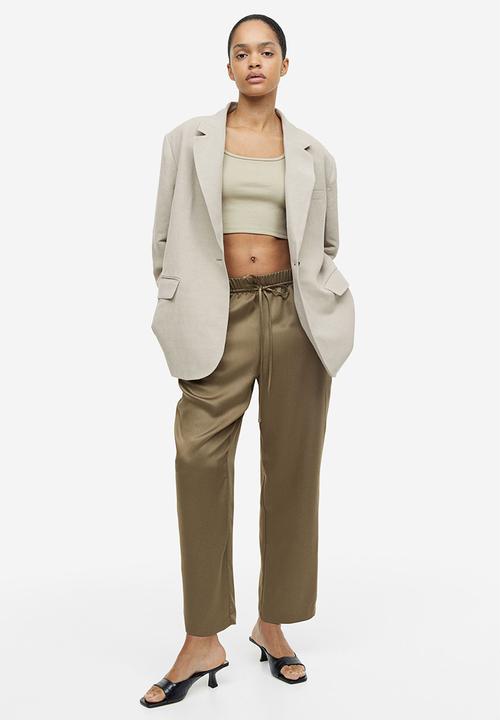 H&M - Lyocell-blend trousers - khaki green 