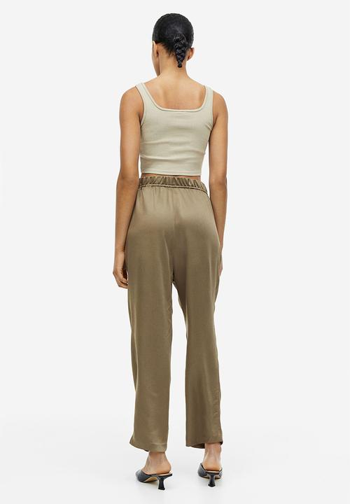 H&M - Lyocell-blend trousers - khaki green 