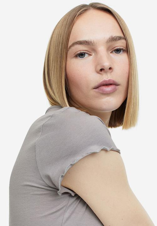H&M - Cropped T-shirt - light grey 