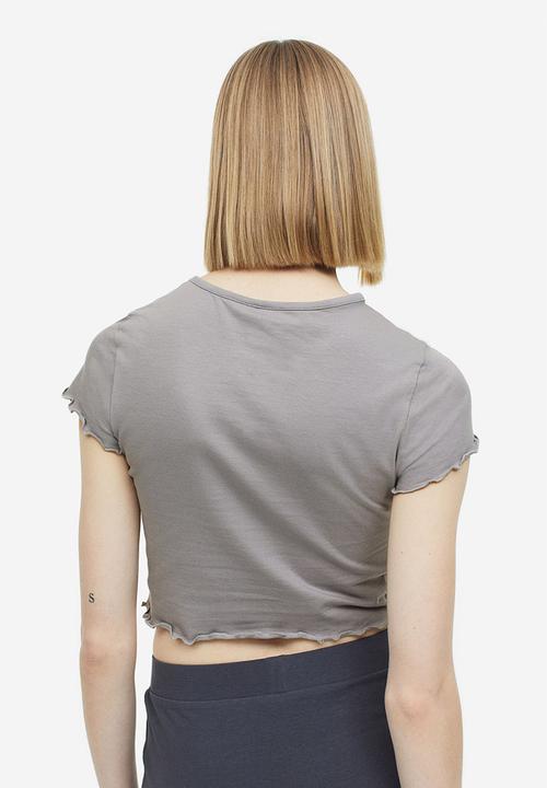 H&M - Cropped T-shirt - light grey 