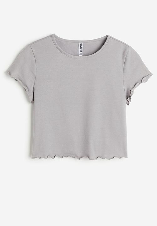 H&M - Cropped T-shirt - light grey 