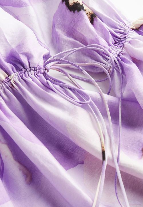 H&M - Oversized off-the-shoulder dress - light purple floral 