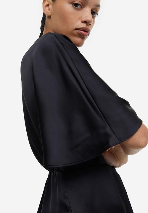 H&M - Satin wrap dress - black