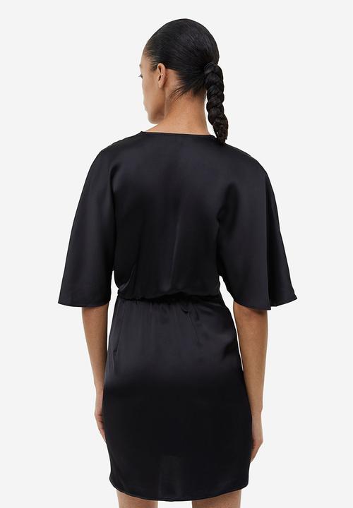 H&M - Satin wrap dress - black