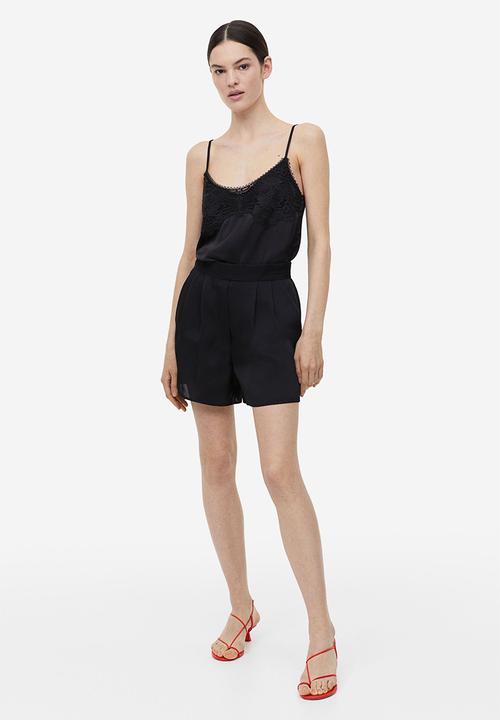 H&M - Satin pull-on shorts - black