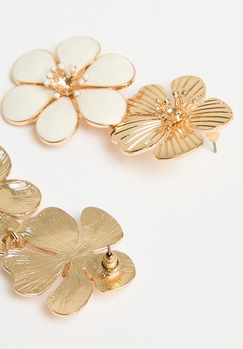 Tessa Design - Charlotte two flowers earring - gold