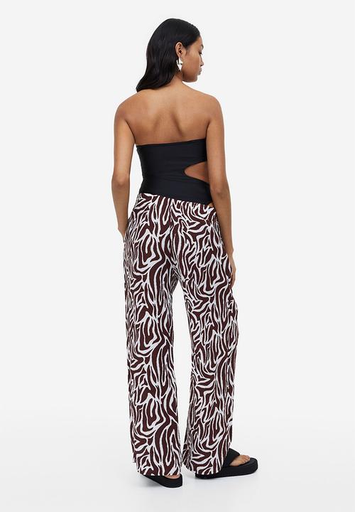 H&M - Crêpe pull-on trousers - dark brown zebra print 