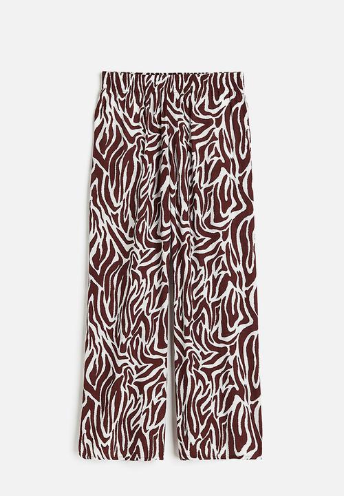 H&M - Crêpe pull-on trousers - dark brown zebra print 