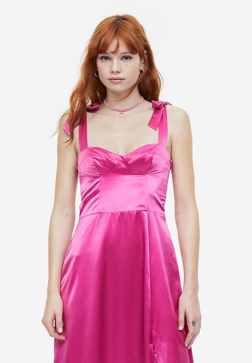 H&M - Tie-strap corset dress - cerise 
