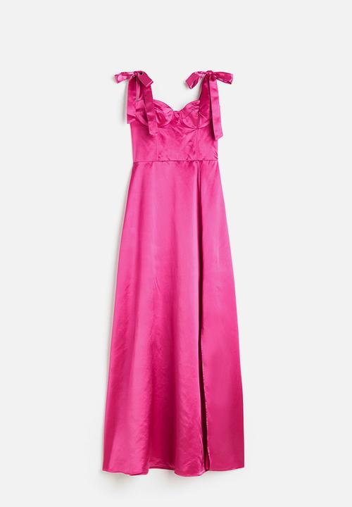 H&M - Tie-strap corset dress - cerise 