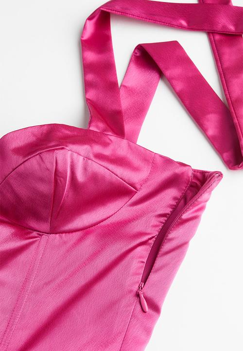 H&M - Tie-strap corset dress - cerise 