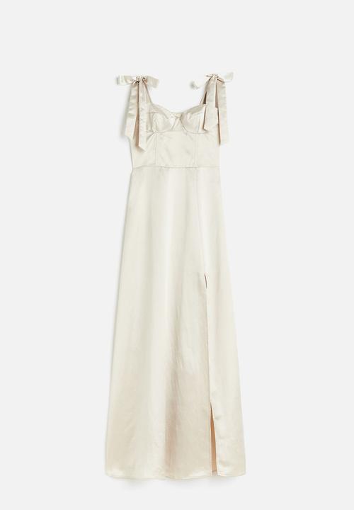 H&M - Tie-strap corset dress - light beige