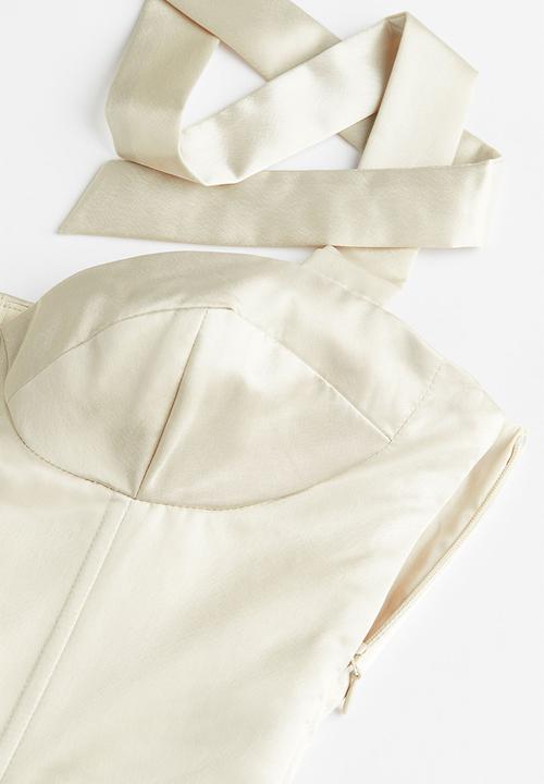 H&M - Tie-strap corset dress - light beige