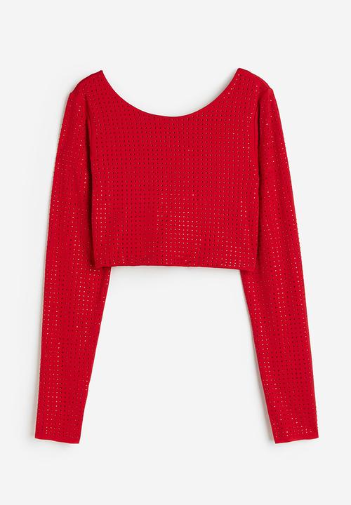 H&M - Embellished cropped top - red
