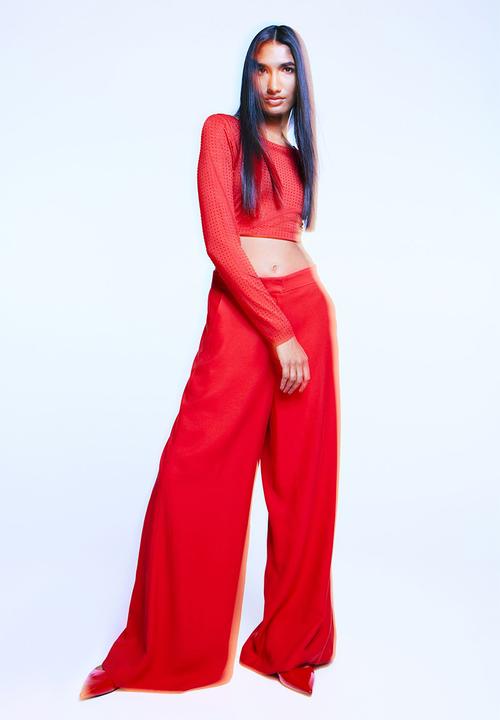 H&M - Embellished cropped top - red