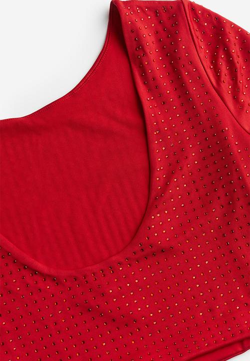 H&M - Embellished cropped top - red