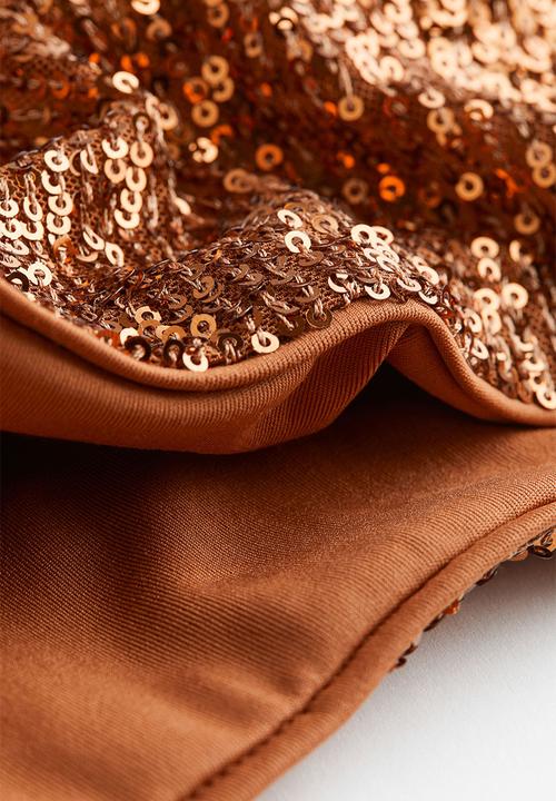 H&M - Embellished cropped top - bronze-coloured 