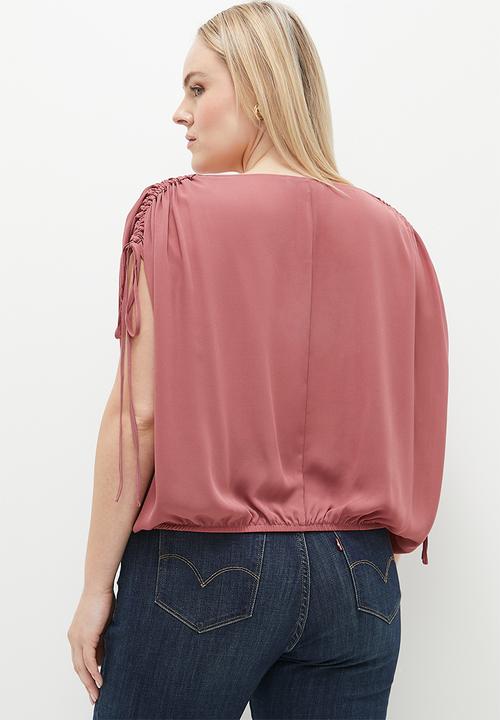 Superbalist - Drawstring crop gathered blouse - ash rose