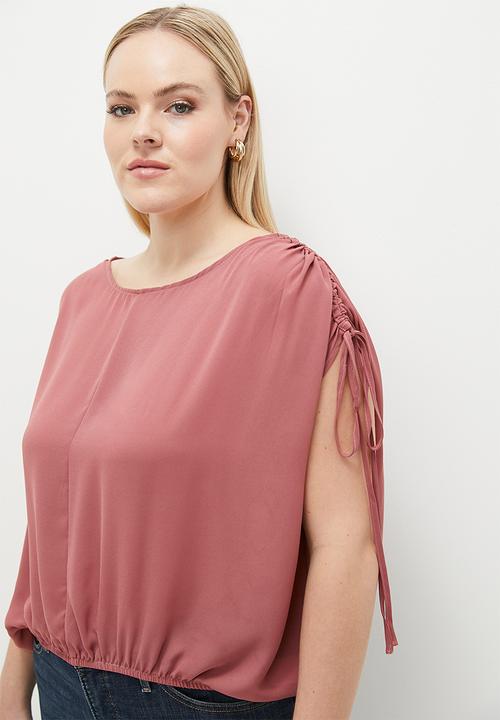 Superbalist - Drawstring crop gathered blouse - ash rose