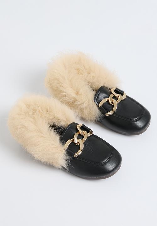 Pop Candy - Faux fur mule - black