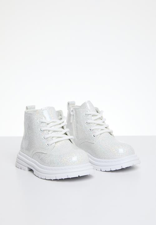 Pop Candy - Patent lace up boots - silver