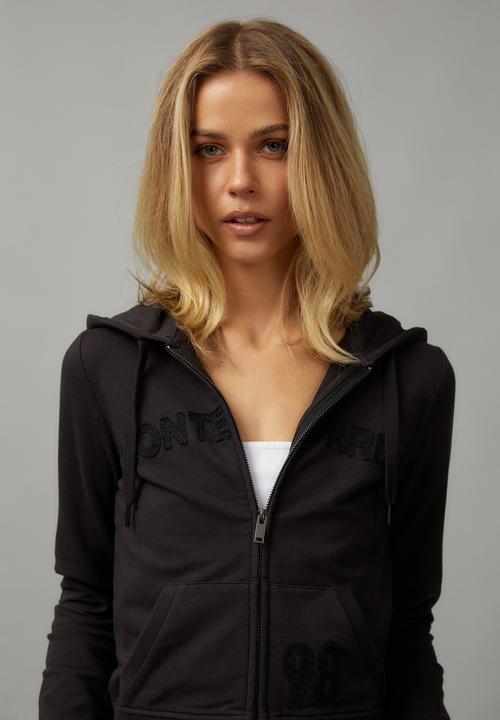 Factorie - Lightweight Graphic Zip Through Hoodie - Washed Black/Monte Carlo