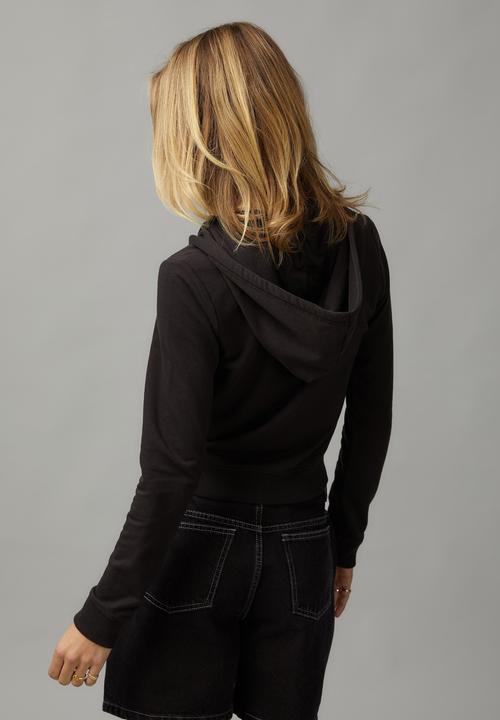 Factorie - Lightweight Graphic Zip Through Hoodie - Washed Black/Monte Carlo