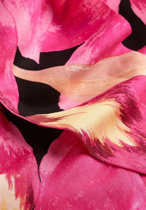 H&M - Linen-blend wrapover skirt - cerise orchids