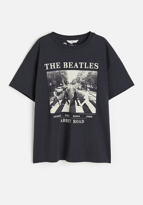 H&M - Oversized printed T-shirt - dark grey the beatles